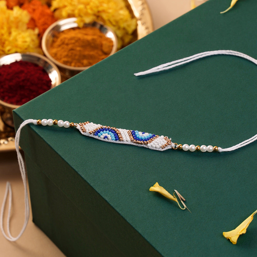 Rakhi - Blue Bead Detail